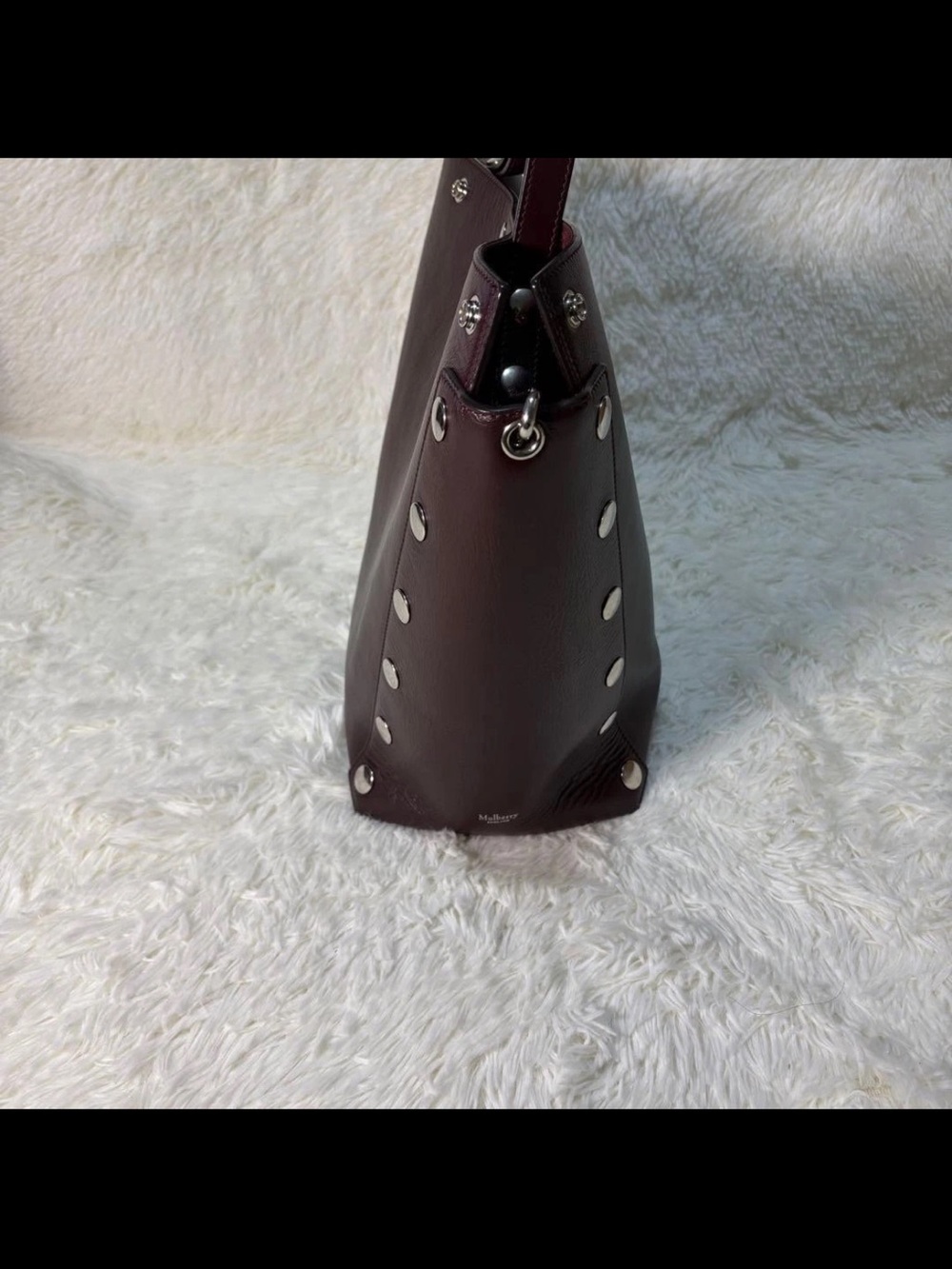 Mulberry Leather Tote in Deep Burgundy with Silver Studs - Picture 4 of 16